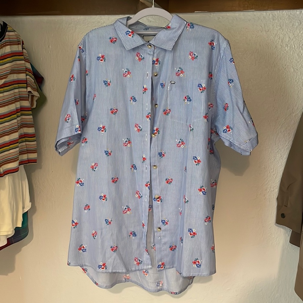 Floral striped button up